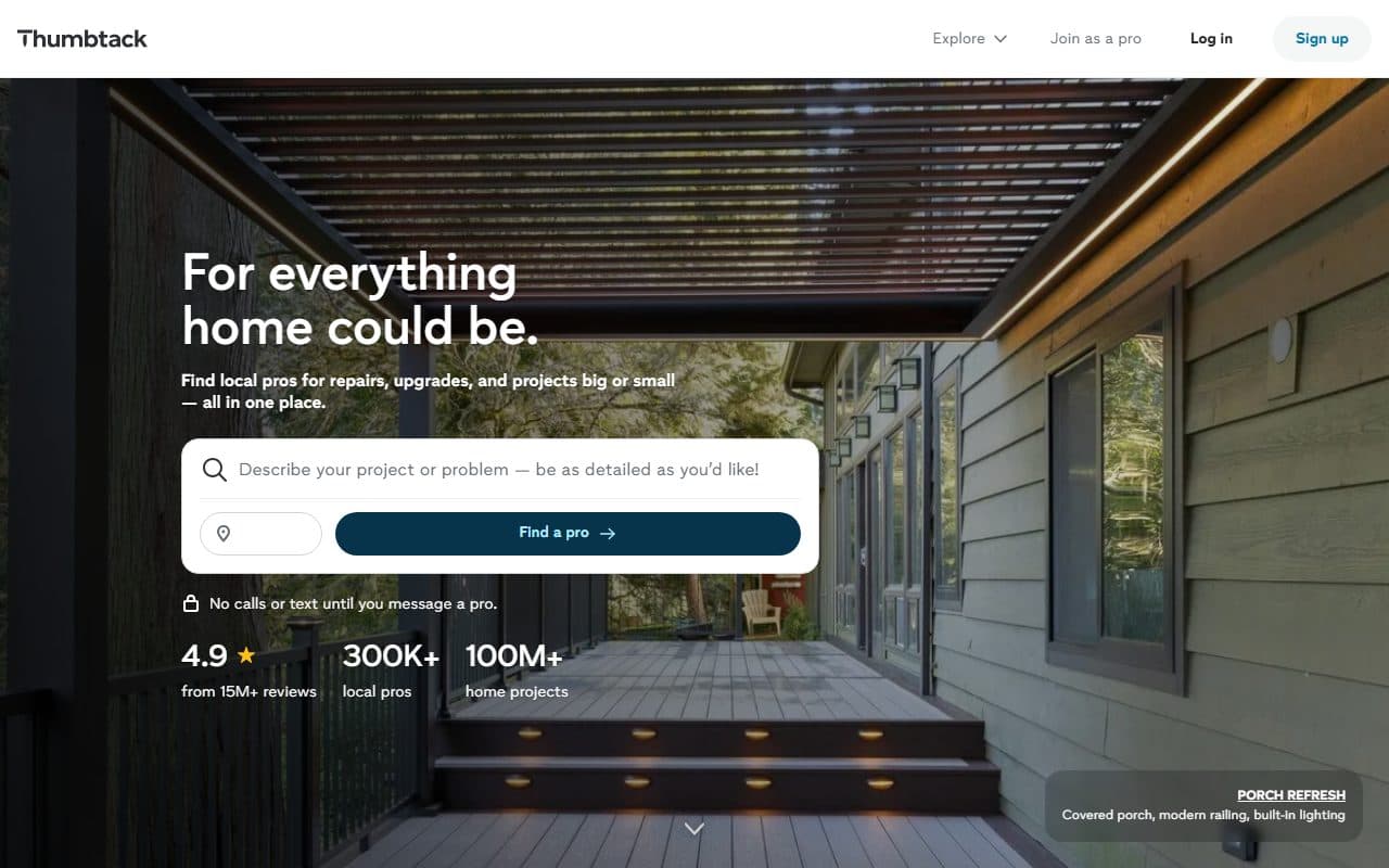 Live example of a directory website: Thumbtack