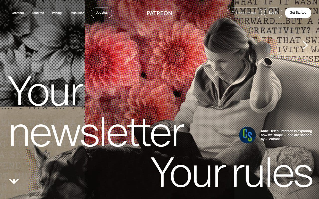 Live example of a membership website: Patreon
