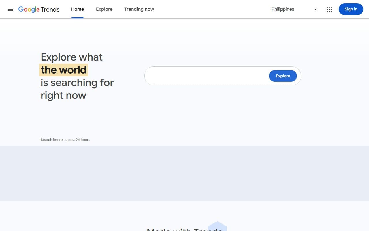 Live example of a web portal: Google Trends